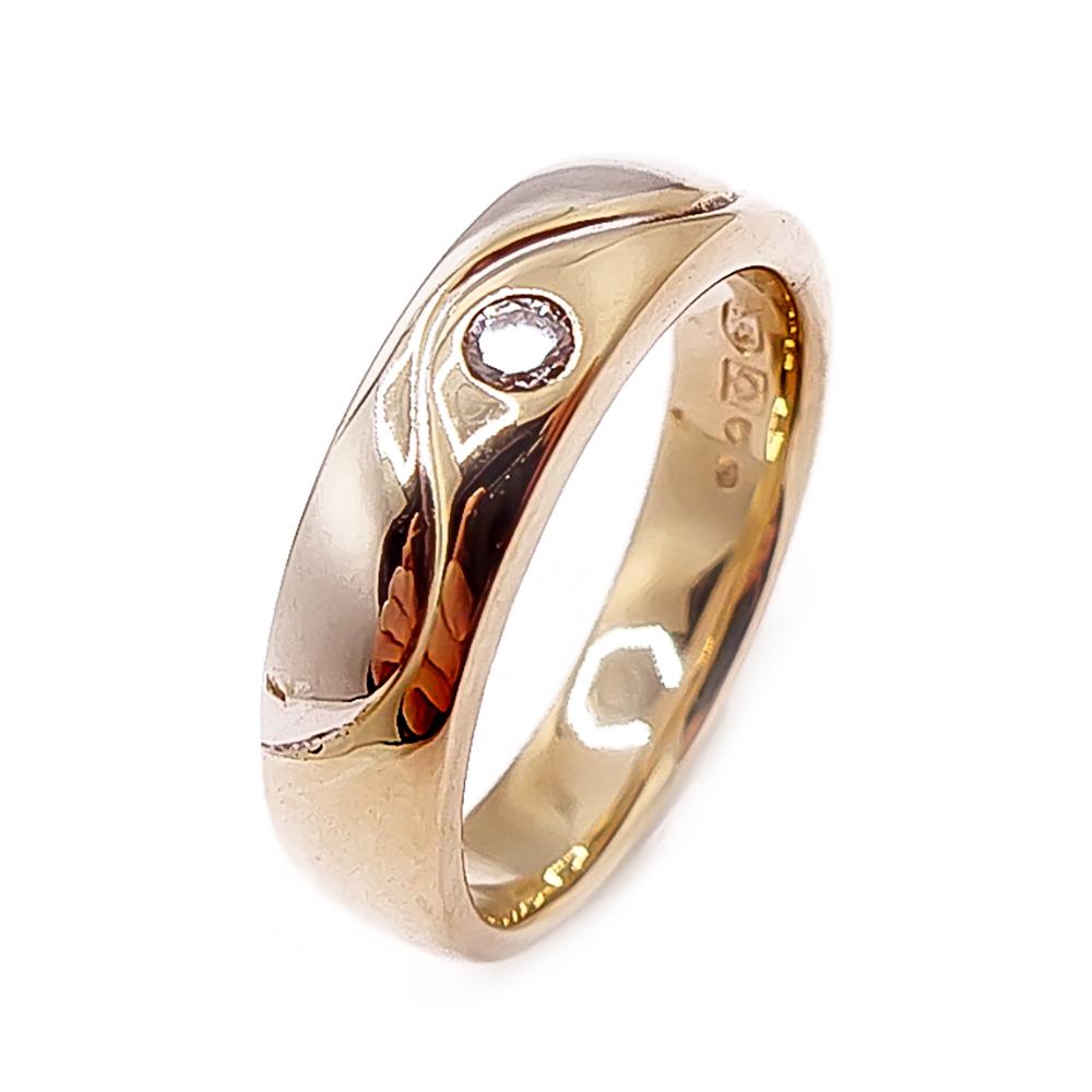 Timanttiset valko- ja keltakultainen timanttisormus 0,05 ct, 16,6 mm – 2001 #0 Kultatukku.fi