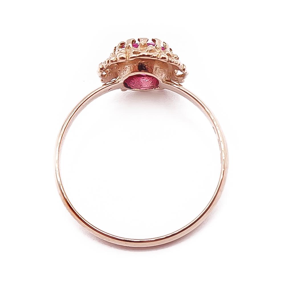 Kultainen sormus pinkki kivi 18mm #2 Kultatukku.fi