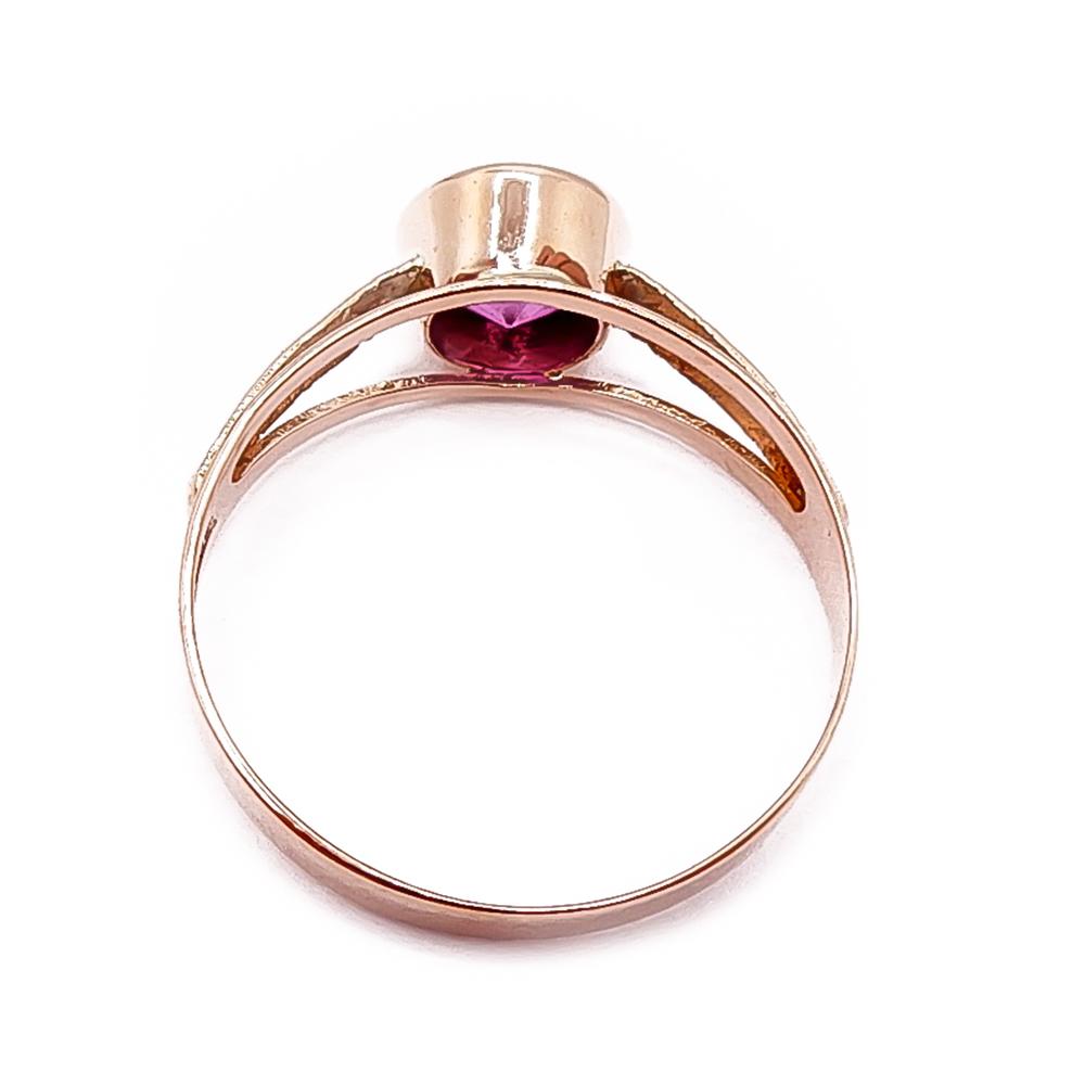 Kultainen sormus pinkki kivi 17,5mm v.-74 #2 Kultatukku.fi