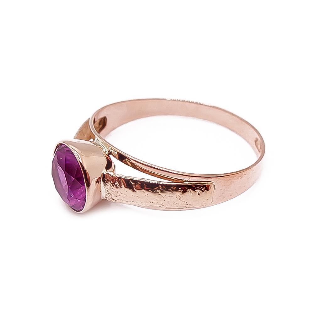 Kultainen sormus pinkki kivi 17,5mm v.-74 #3 Kultatukku.fi