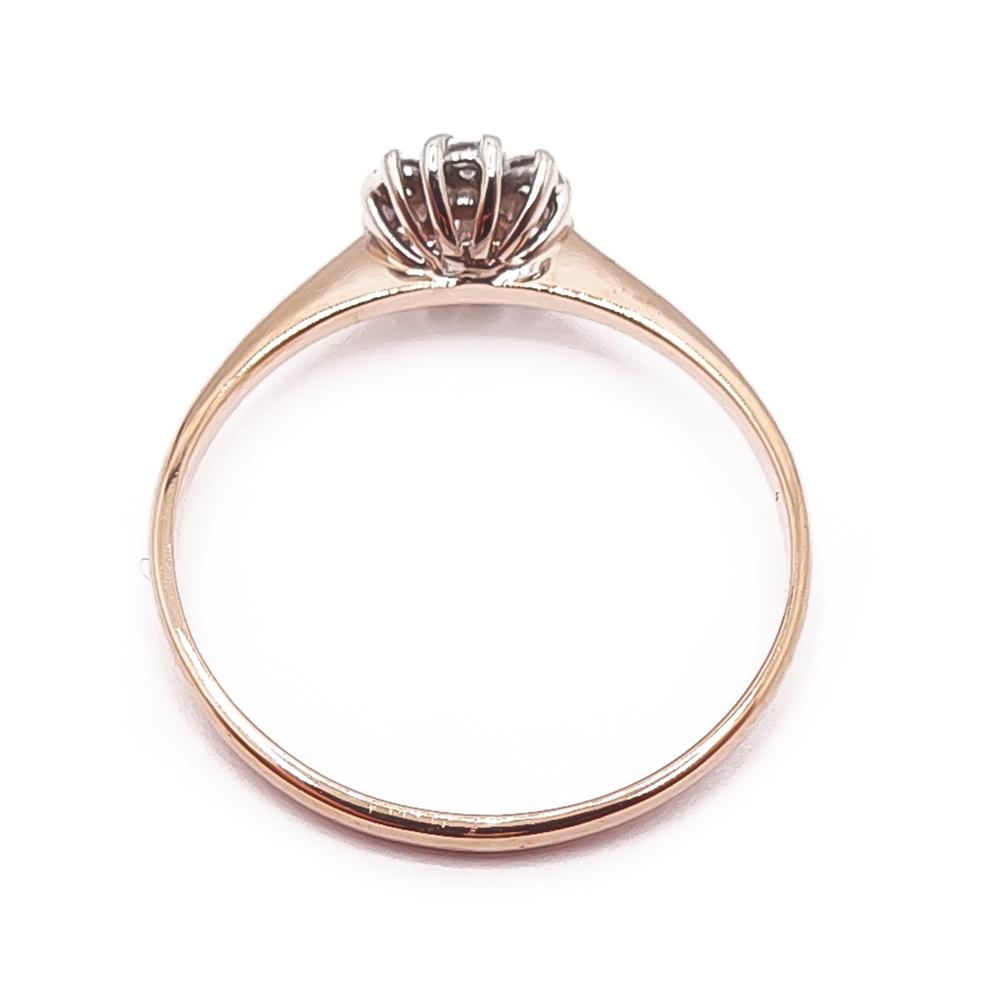 Tillander 18K kultainen kukkatimanttisormus 0,09ct 16,5 mm, 1984 #2 Kultatukku.fi