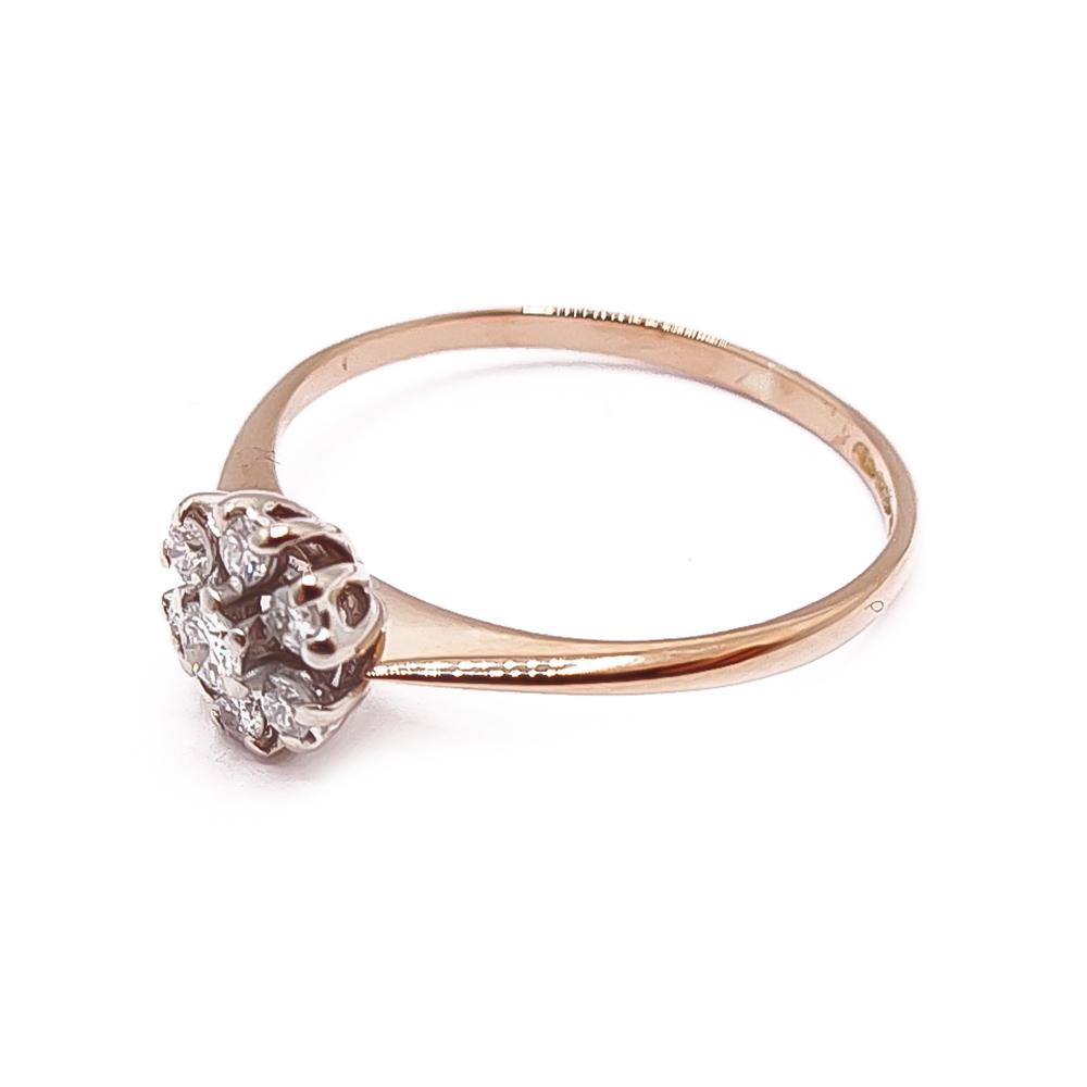 Tillander 18K kultainen kukkatimanttisormus 0,09ct 16,5 mm, 1984 #3 Kultatukku.fi