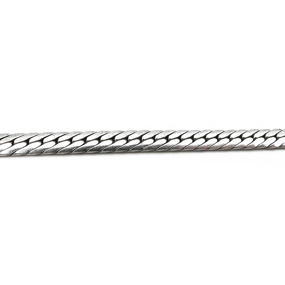 Hopeinen litteä panssariranneketju 18cm lev.3mm #1 Kultatukku.fi