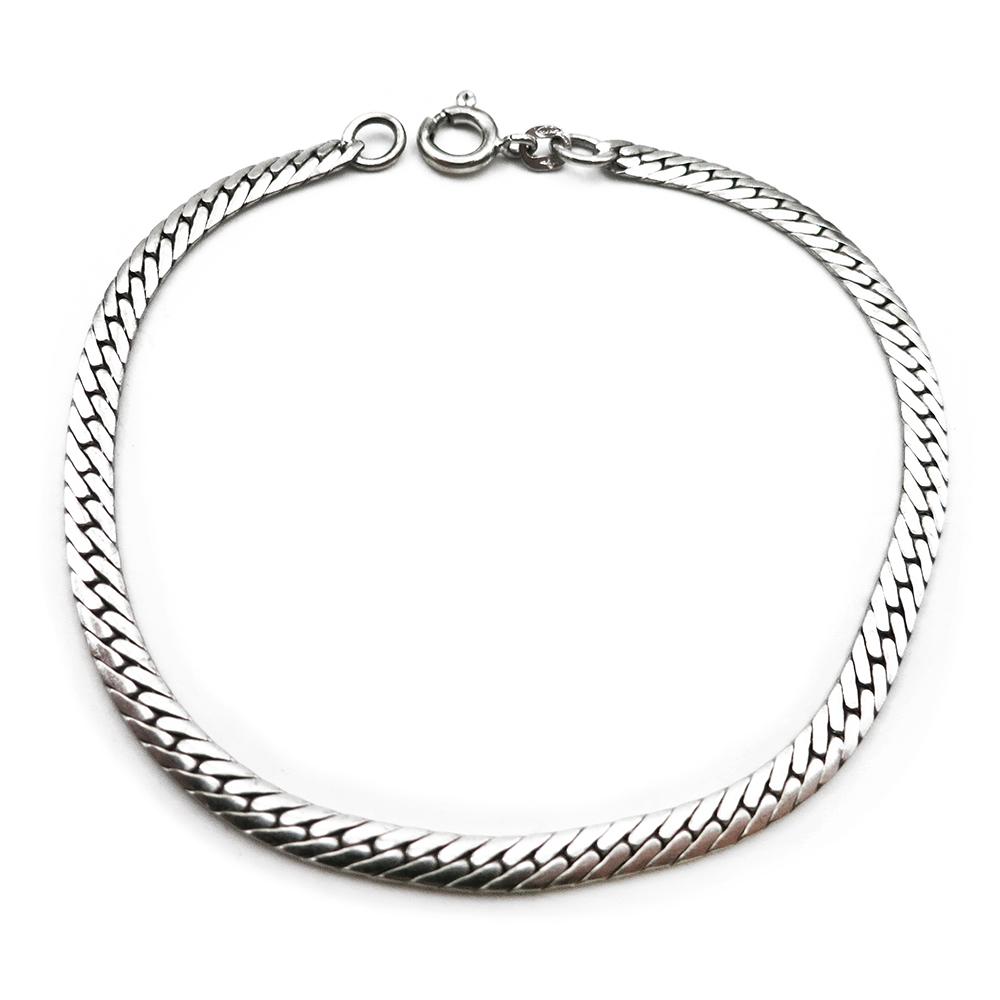 Hopeinen litteä panssariranneketju 18cm lev.3mm #0 Kultatukku.fi