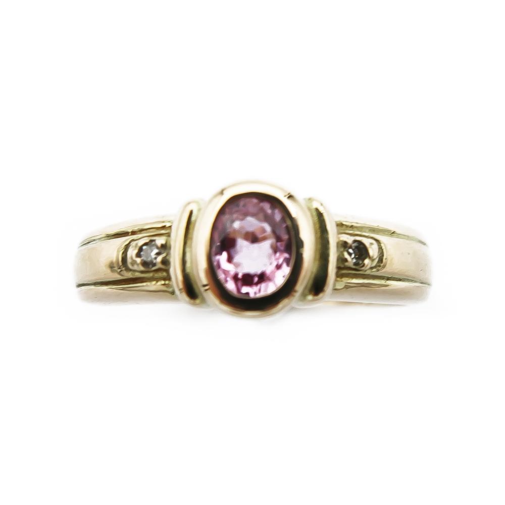 Kohinoor kultainen timanttisormus 0,01ct, pinkki safiiri 15,0mm #1 Kultatukku.fi