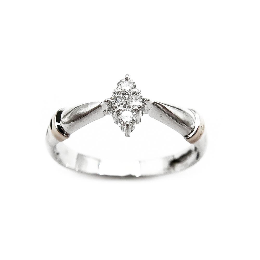 Valkokultainen timanttisormus salmiakki 0,08ct 16mm #1 Kultatukku.fi