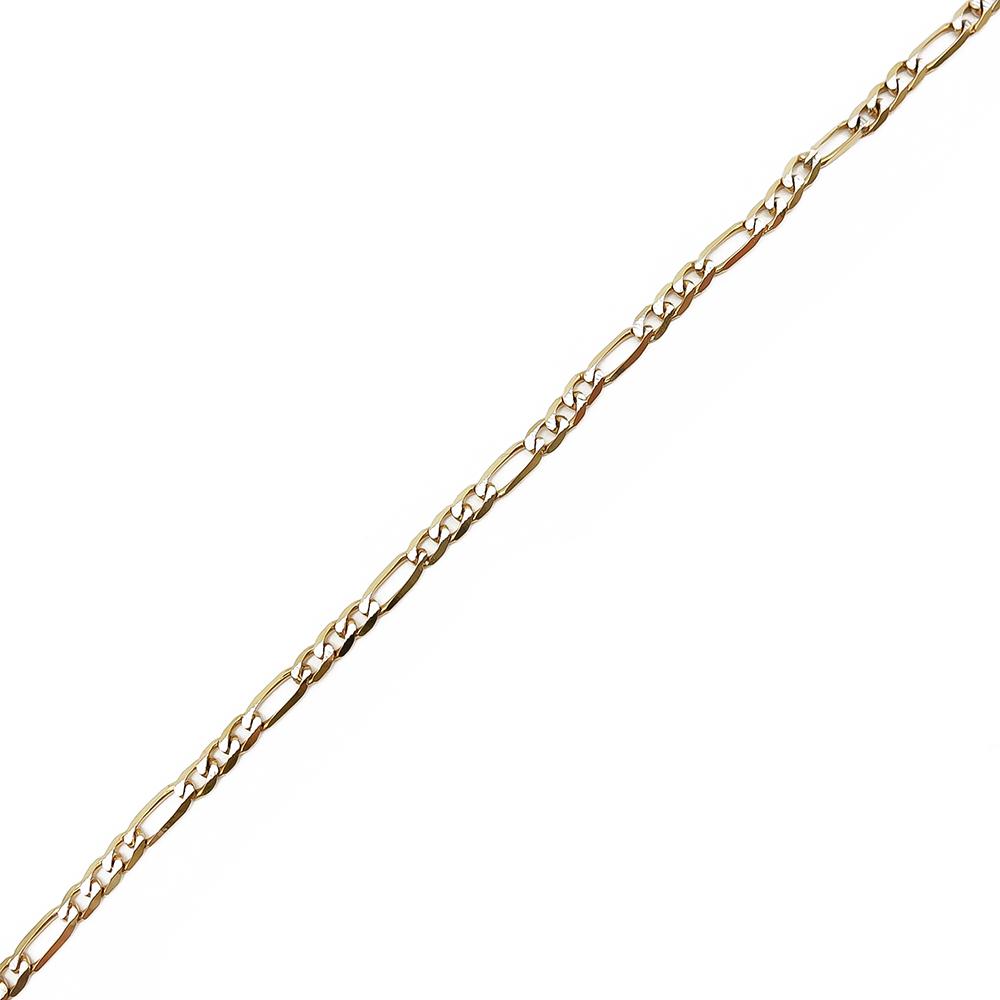 2,5mm Valko/keltakultainen figaroranneketju 18,5cm #1 Kultatukku.fi