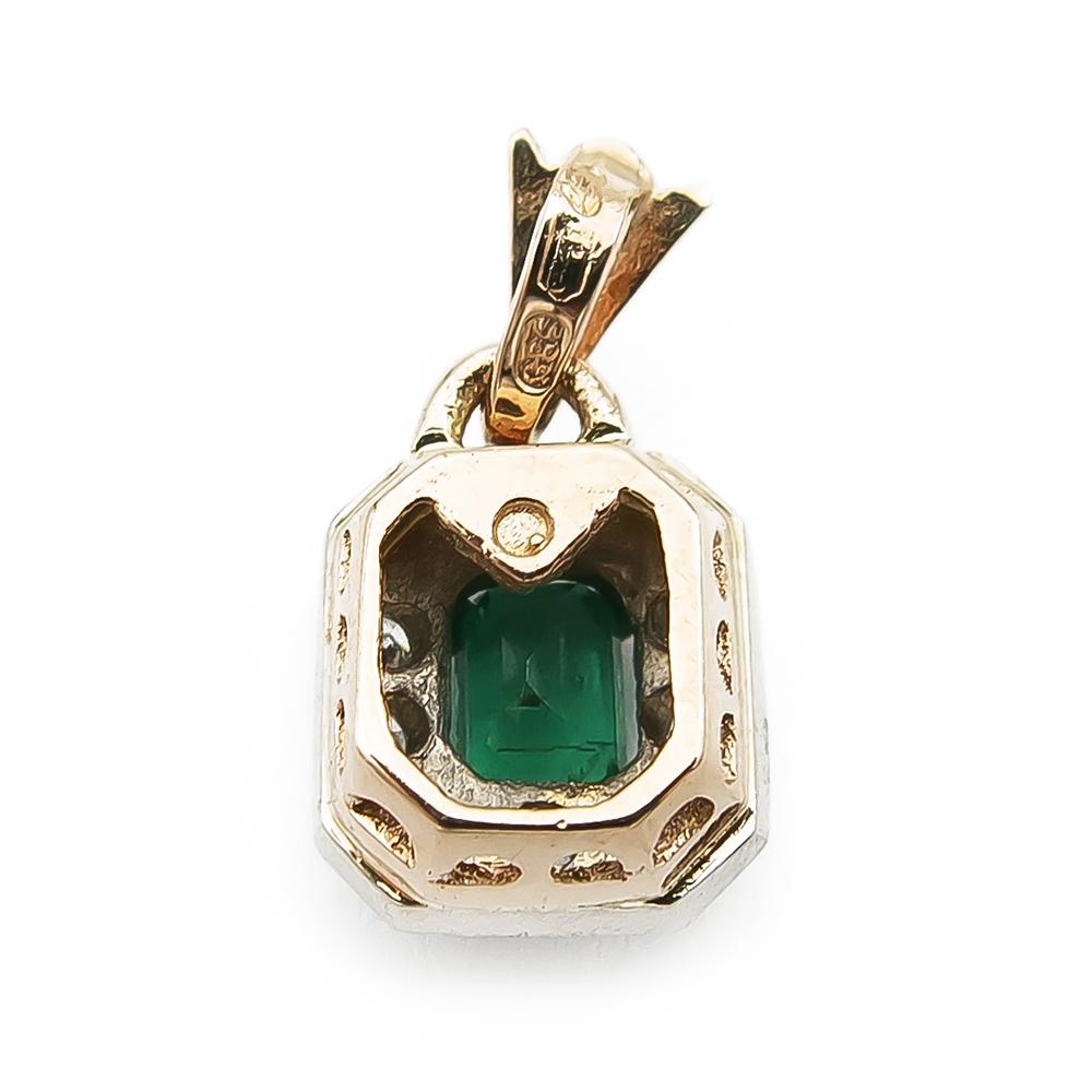 Kultainen smaragdi timanttiriipus  yht. 0,06ct #1 Kultatukku.fi