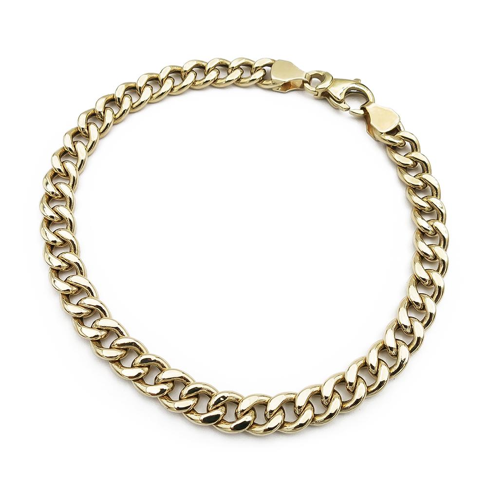 Kultainen panssariranneketju 6,4mm 21,5cm, ontto #1 Kultatukku.fi