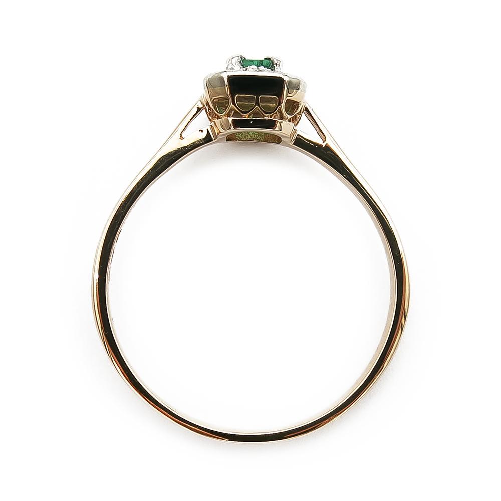 Kultainen smaragdi timanttisormus yht. 0,06ct 19,5mm v.-91 #2 Kultatukku.fi