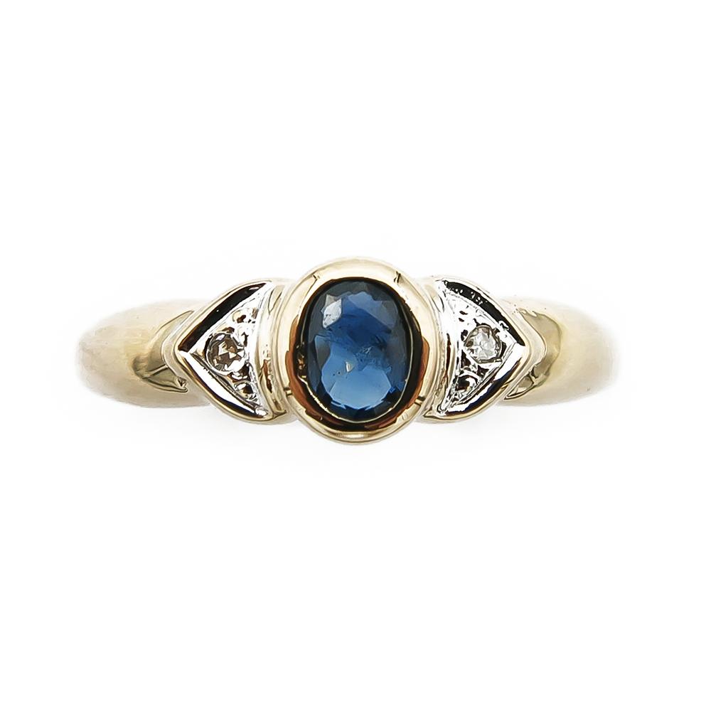 Kultainen safiiri timanttisormus 0,01ct 16,5mm #1 Kultatukku.fi
