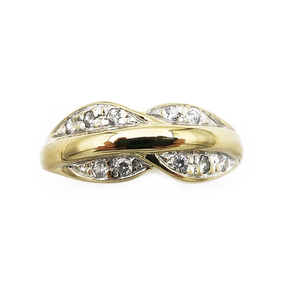 Kultainen sormus kirkkaat zirkoniat 18k 19,5mm #1 Kultatukku.fi
