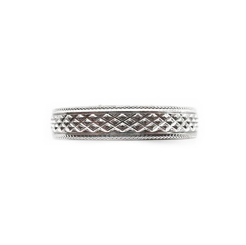 Valkokultainen timanttileikattu kihlasormus 17,5mm, leveys 4mm #1 Kultatukku.fi