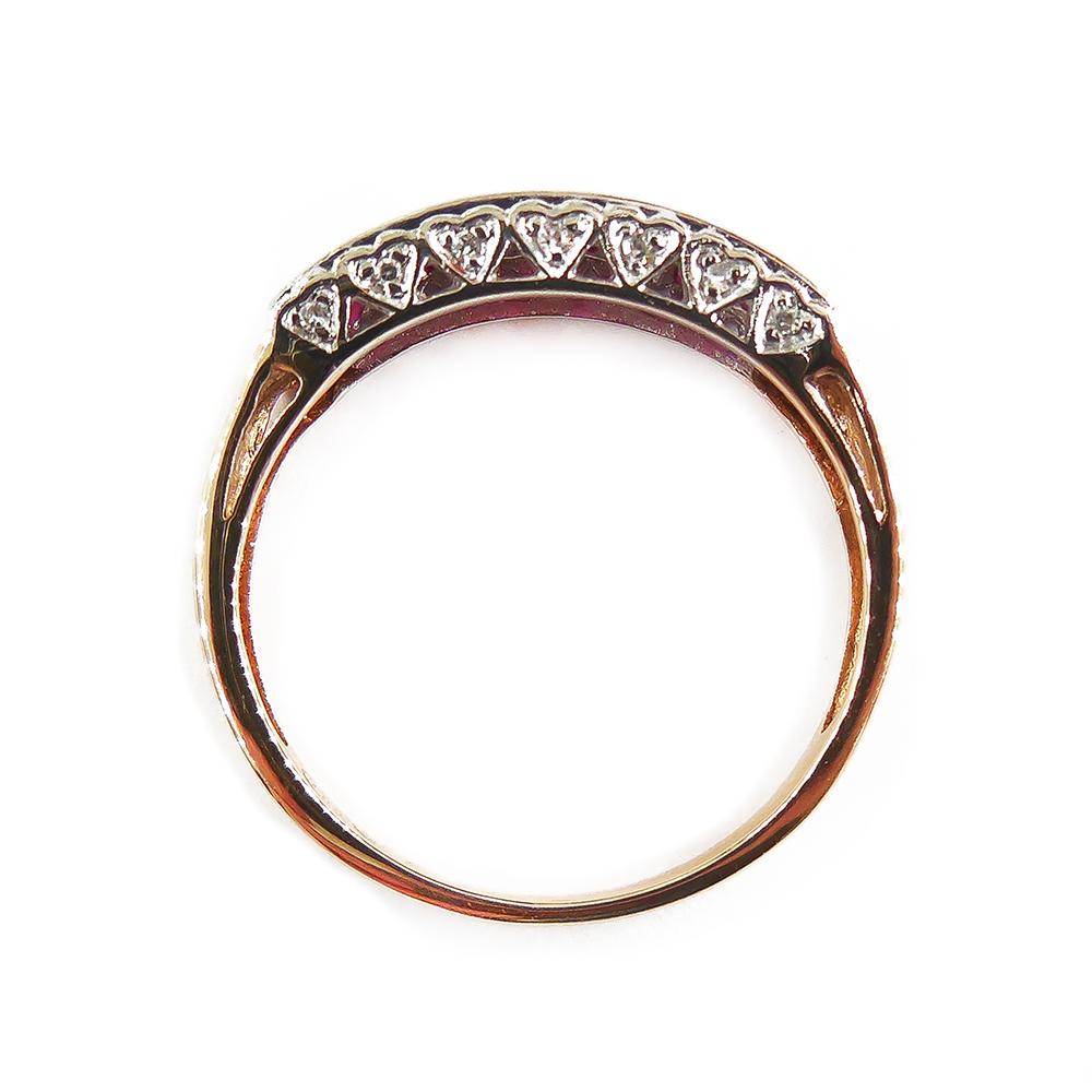 Kultajousi rubiini- ja timanttisormus 0,07 ct, 14K kulta, 19 mm #2 Kultatukku.fi