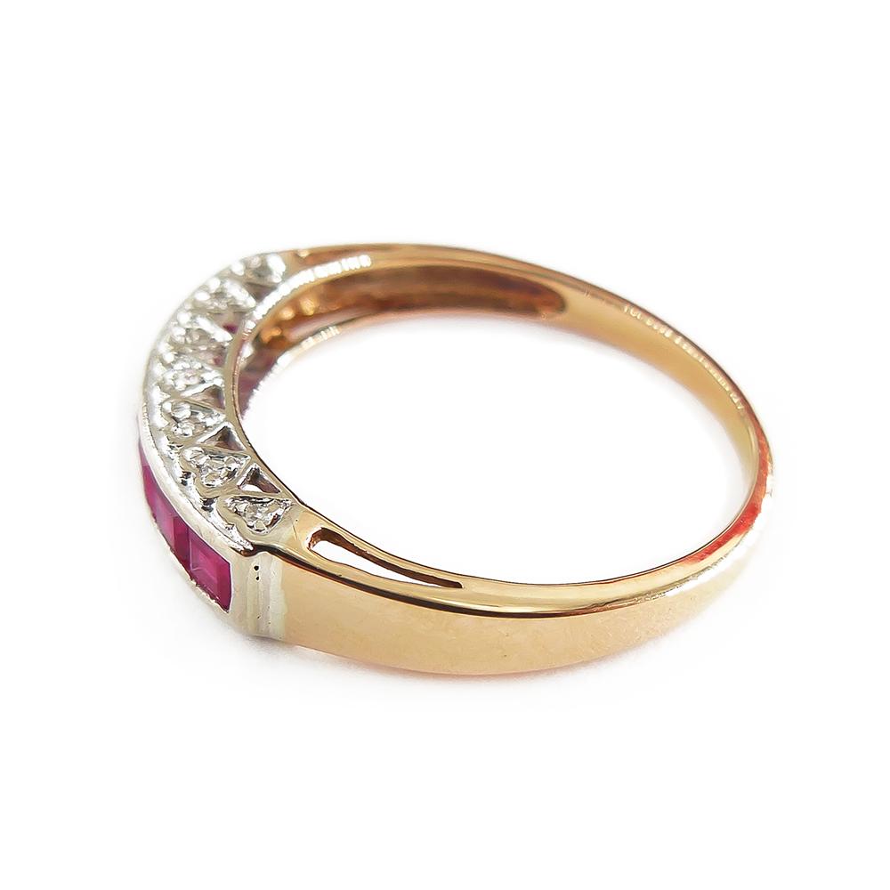 Kultajousi rubiini- ja timanttisormus 0,07 ct, 14K kulta, 19 mm #3 Kultatukku.fi