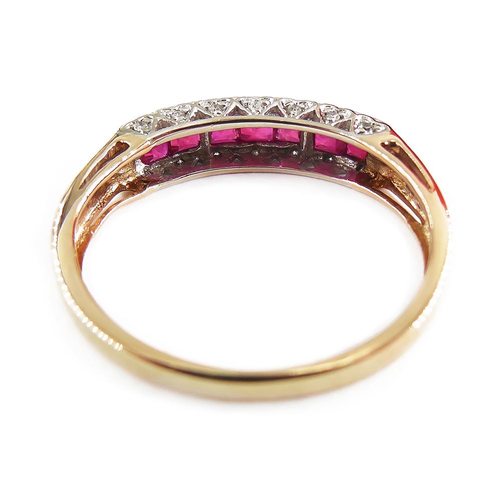 Kultajousi rubiini- ja timanttisormus 0,07 ct, 14K kulta, 19 mm #4 Kultatukku.fi