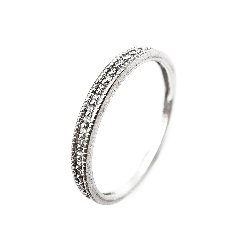 Valkokultainen puoliallianssi timanttisormus 23x0,003ct 15mm #0 Kultatukku.fi