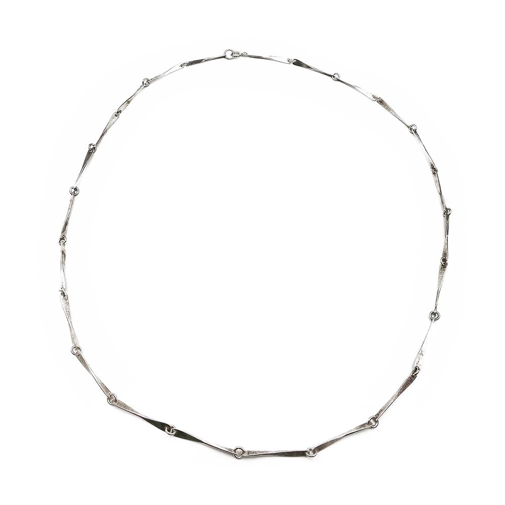 Jaana Toppila-Ikäläinen hopeinen designkaulakoru 60 cm, v.1989 #1 Kultatukku.fi