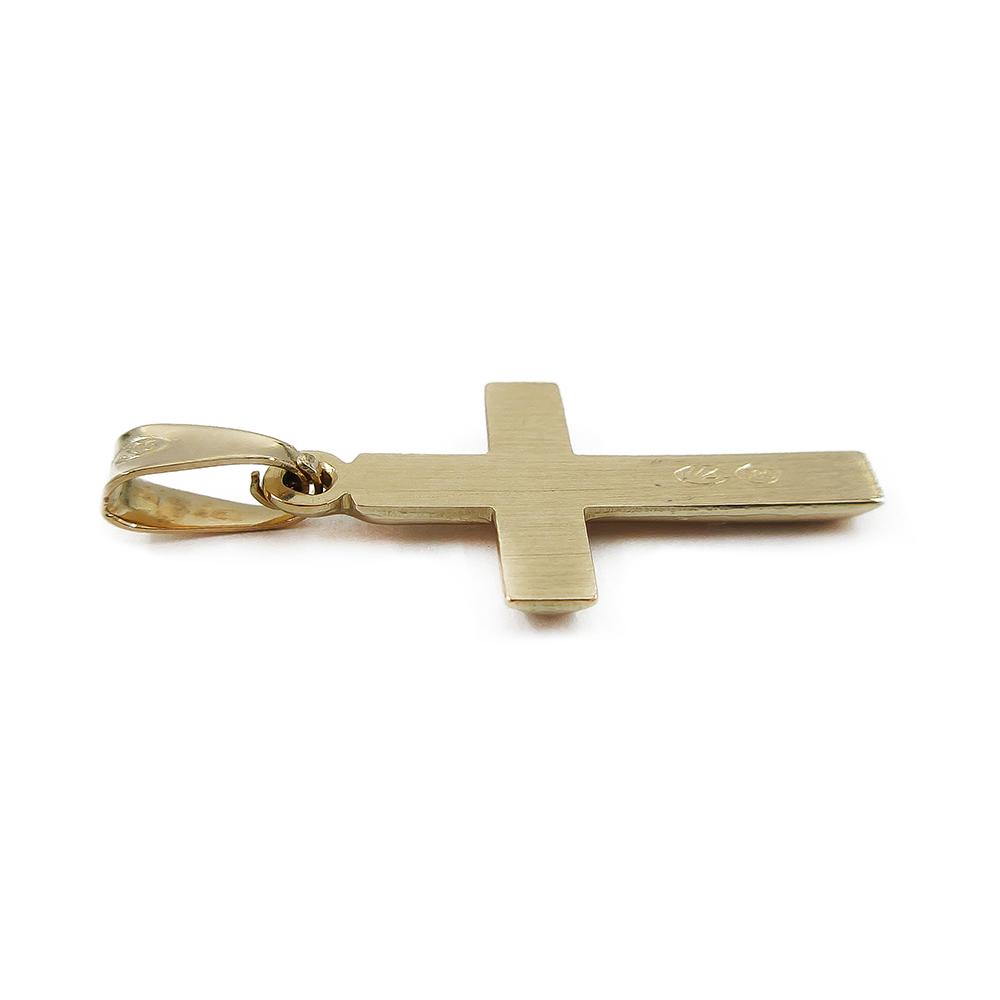 Kultainen sileä ristiriipus 10x25mm Saurum Oy #1 Kultatukku.fi