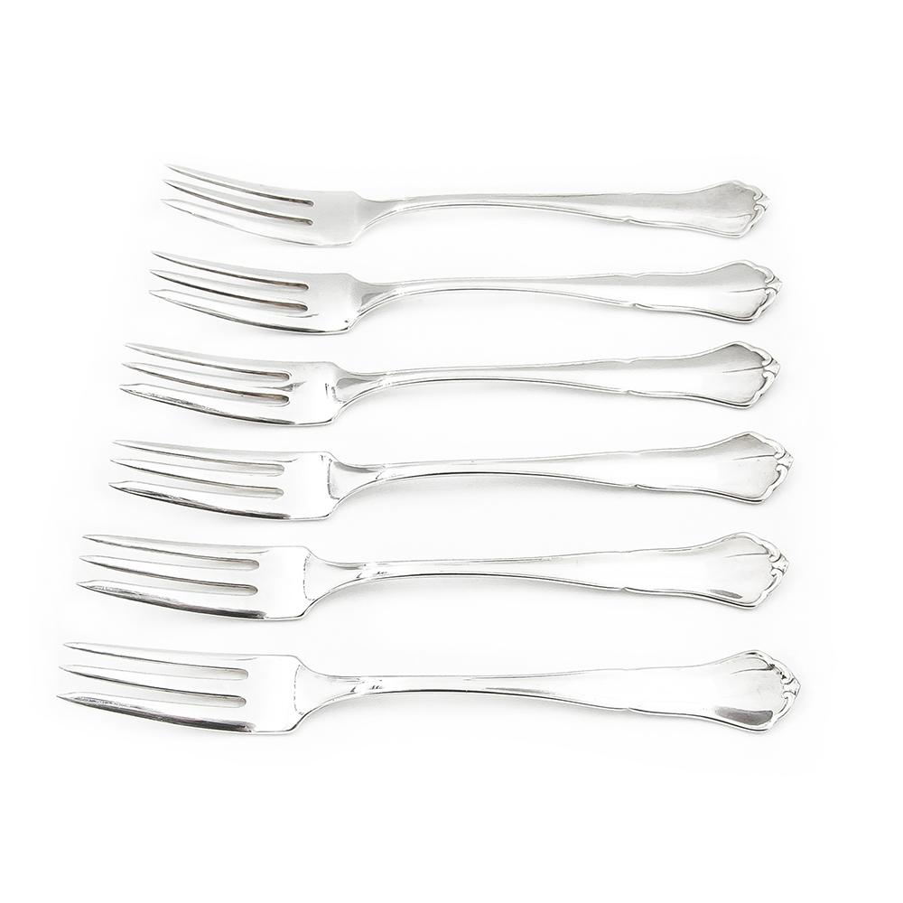 Kultakeskus Chippendale -leivoshaarukat 6 kpl, 830-hopeaa, 15 cm, 1989 #0 Kultatukku.fi