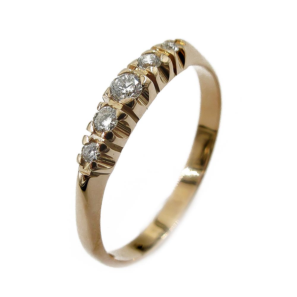 Kultainen timanttirivisormus 5kpl yht.0,14ct 17.5 1996 Kultakeskus Oy #0 Kultatukku.fi