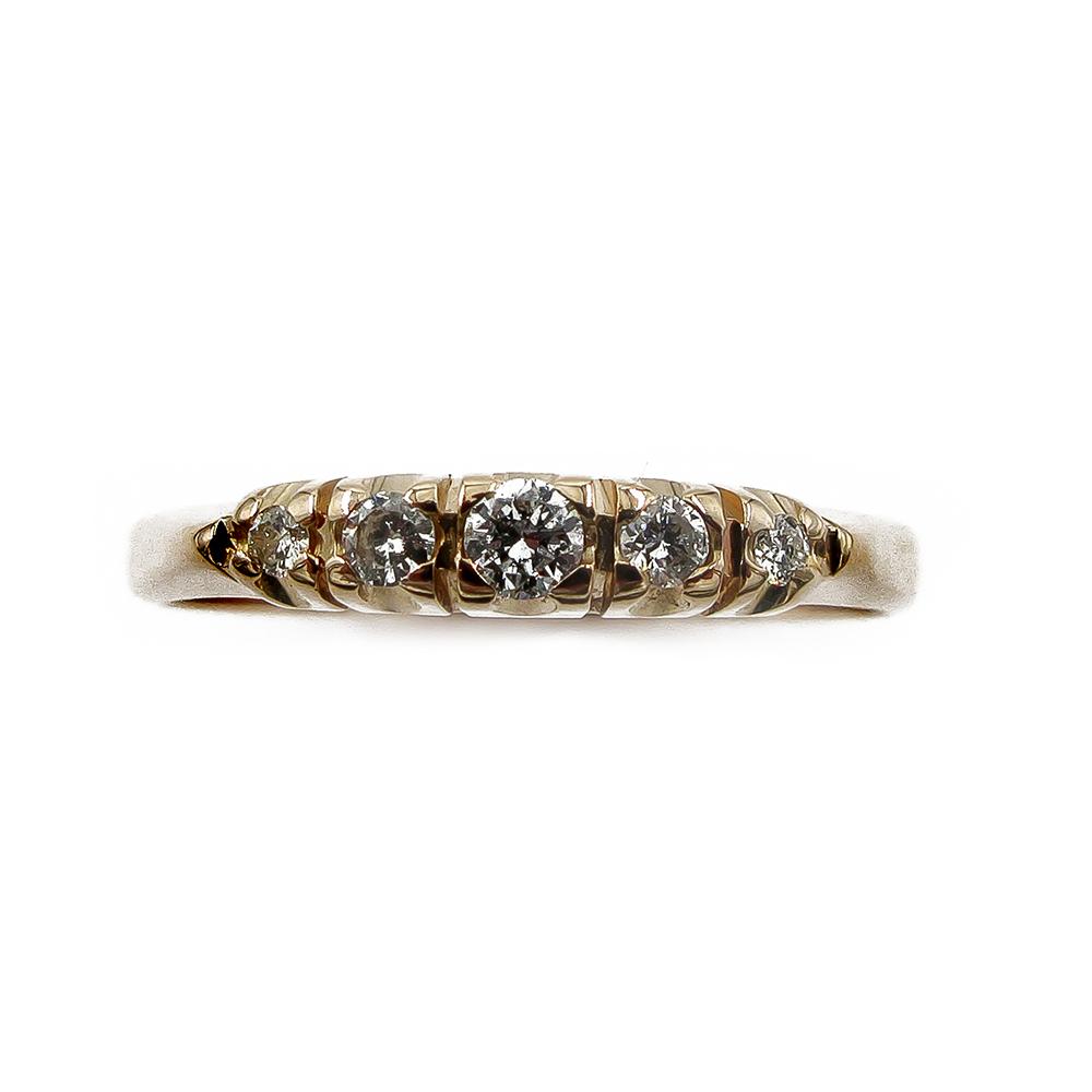 Kultainen timanttirivisormus 5kpl yht.0,14ct 17.5 1996 Kultakeskus Oy #1 Kultatukku.fi