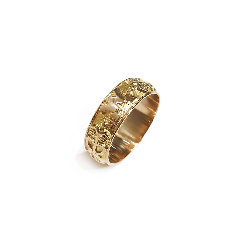 Kultainen merkonomin sormus 19mm v.-79 #0 Kultatukku.fi