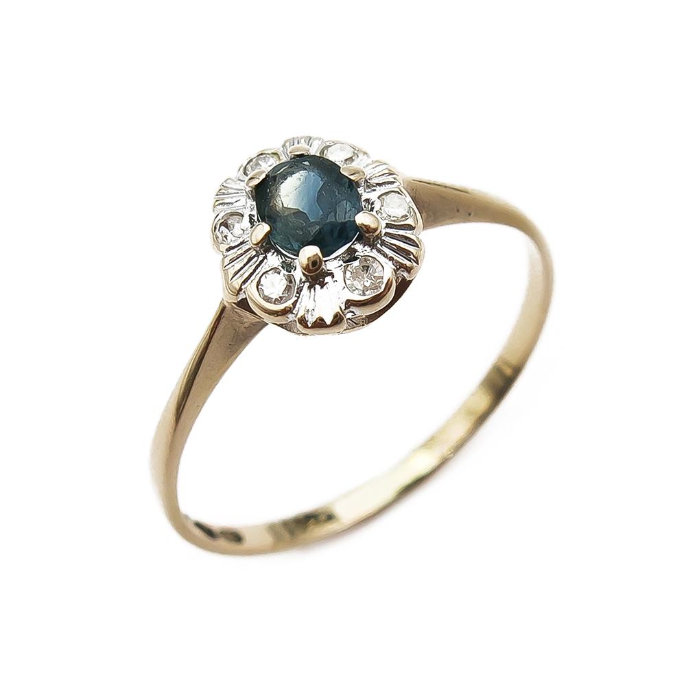 Diana timanttisormus sinisafiirin värisellä kivellä 0,06ct 17,25mm #0 Kultatukku.fi