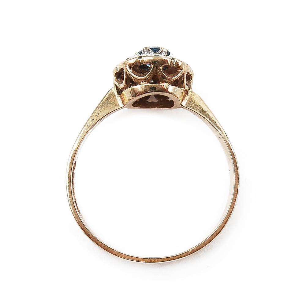 Diana tyylinen timanttisormus sinisellä kivellä 0,08ct 17,5mm #3 Kultatukku.fi
