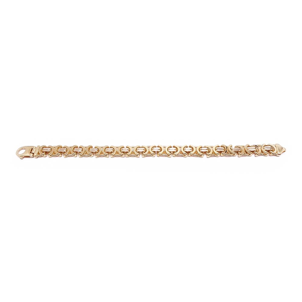 Kaksivärinen 18K litistetty kuningasketjurannekoru 21 cm, 58,99 g #1 Kultatukku.fi