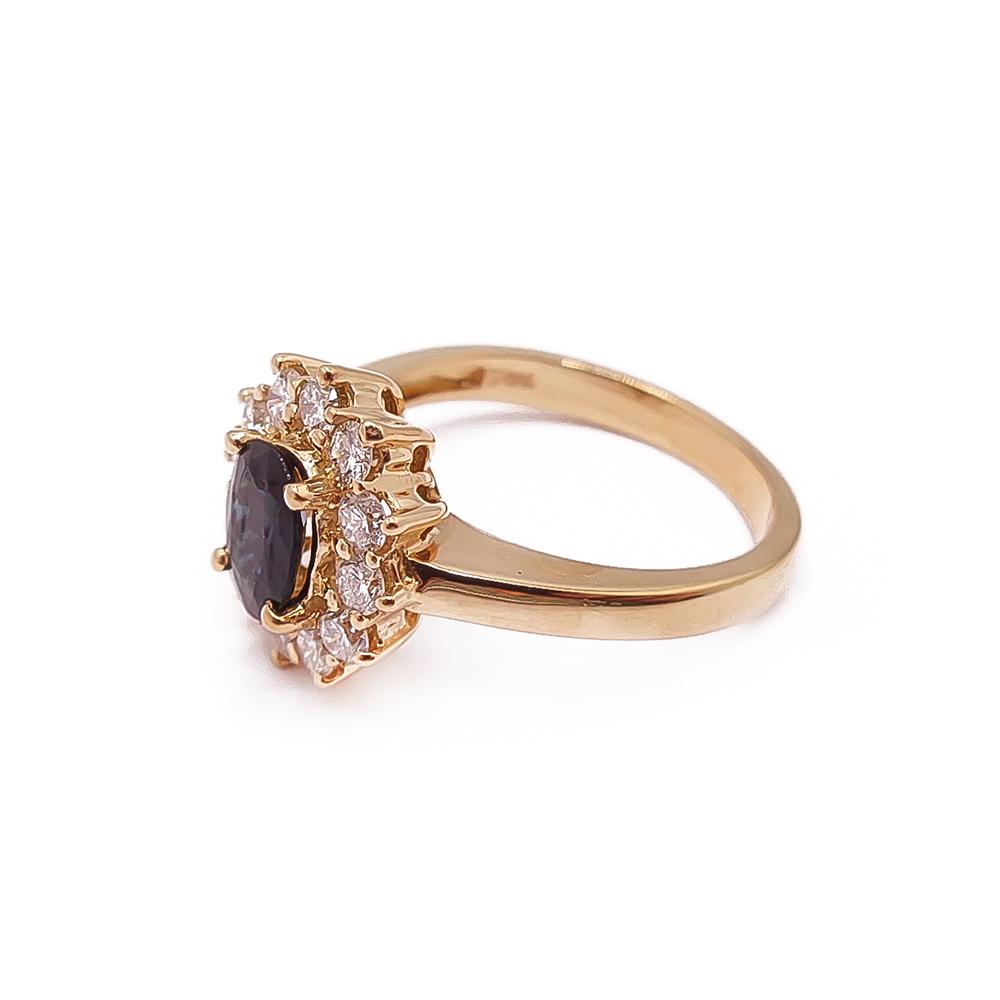 Ruotsalainen 18K sinisafiiri- ja timanttisormus 0,60 ct, 17 mm #3 Kultatukku.fi