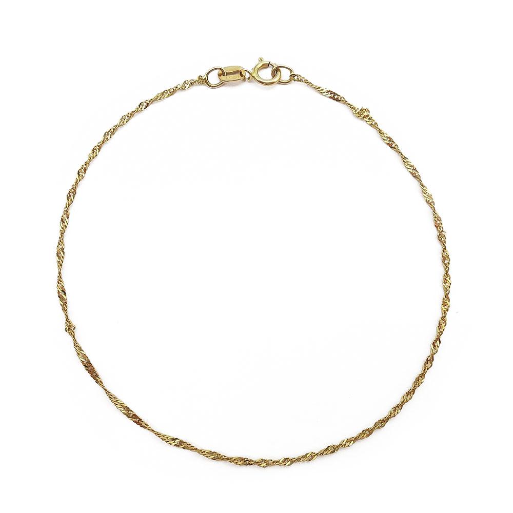 Kultainen kierreranneketju 17,5cm, leveys 1,1mm #0 Kultatukku.fi