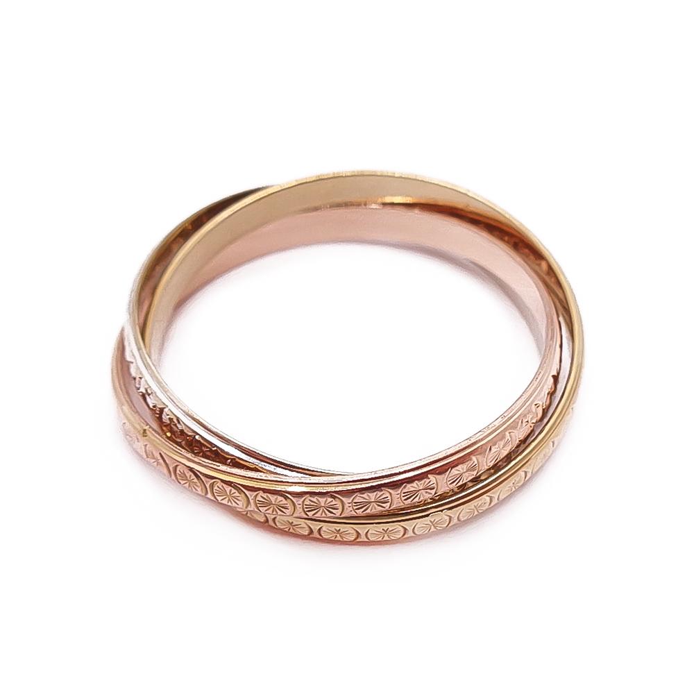 Kolmivärinen timanttileikattu 14K kultasormus 19 mm #2 Kultatukku.fi