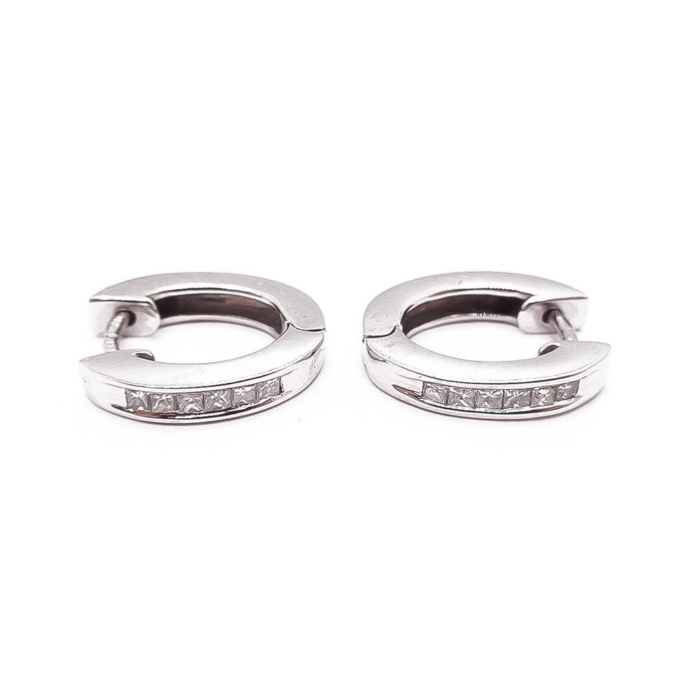 18K valkokultaiset timanttikorvakorut, princess-timantit 0,36 ct, 15 mm #0 Kultatukku.fi