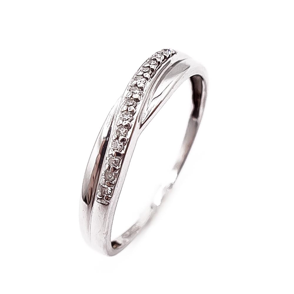 Kultajousi 21183 valkokultainen timanttirivisormus 0,05 ct, 17 mm #0 Kultatukku.fi