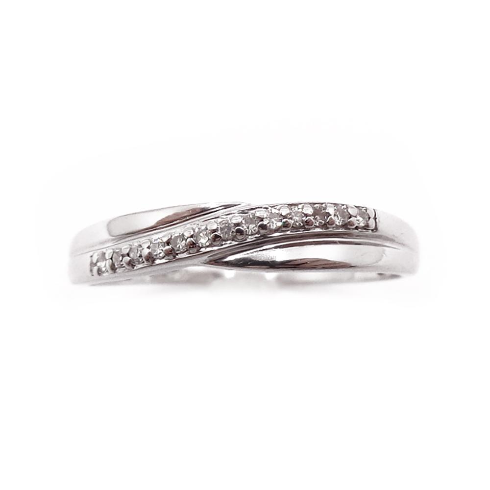 Kultajousi 21183 valkokultainen timanttirivisormus 0,05 ct, 17 mm #1 Kultatukku.fi