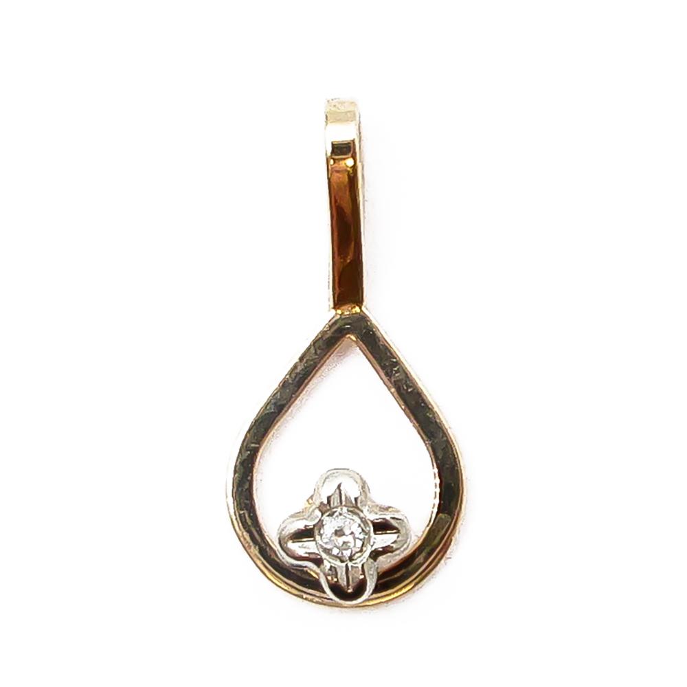 18k Kultainen pisara timanttiriipus 0.005ct #1 Kultatukku.fi