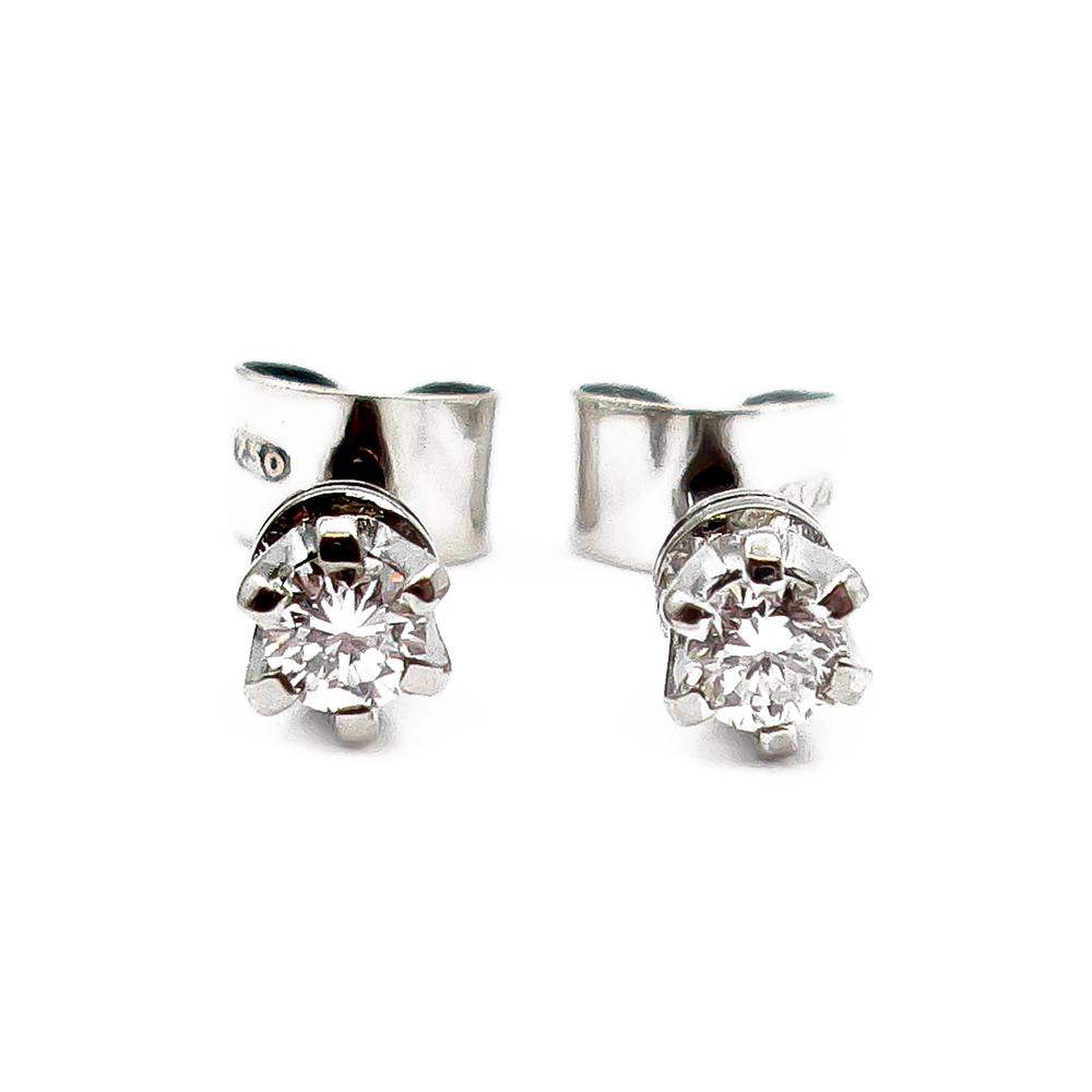 18k Valkokultaiset korvakorut timantilla 2 x 0.05ct #3 Kultatukku.fi
