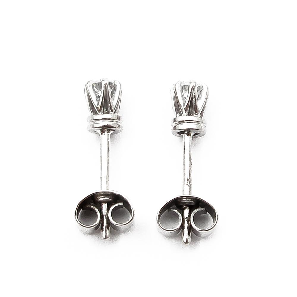 18k Valkokultaiset korvakorut timantilla 2 x 0.05ct #1 Kultatukku.fi