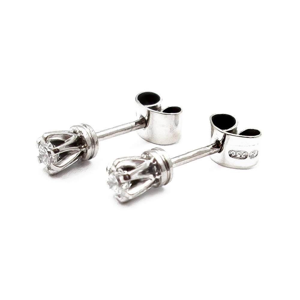 18k Valkokultaiset korvakorut timantilla 2 x 0.05ct #2 Kultatukku.fi