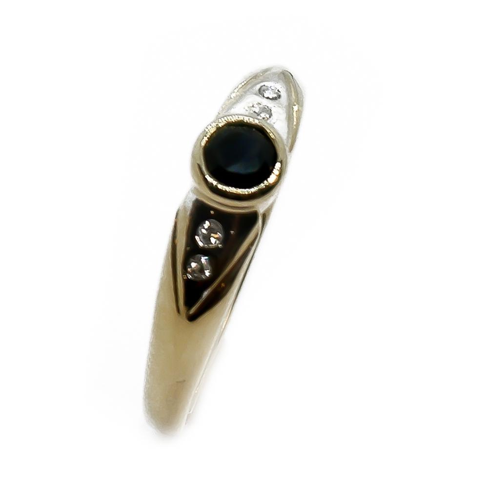 14K kultainen onyksi- ja timanttisormus 0,08 ct, 18,5 mm #0 Kultatukku.fi