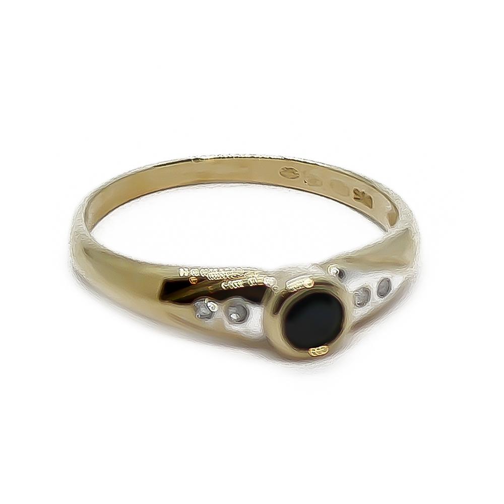 14K kultainen onyksi- ja timanttisormus 0,08 ct, 18,5 mm #2 Kultatukku.fi