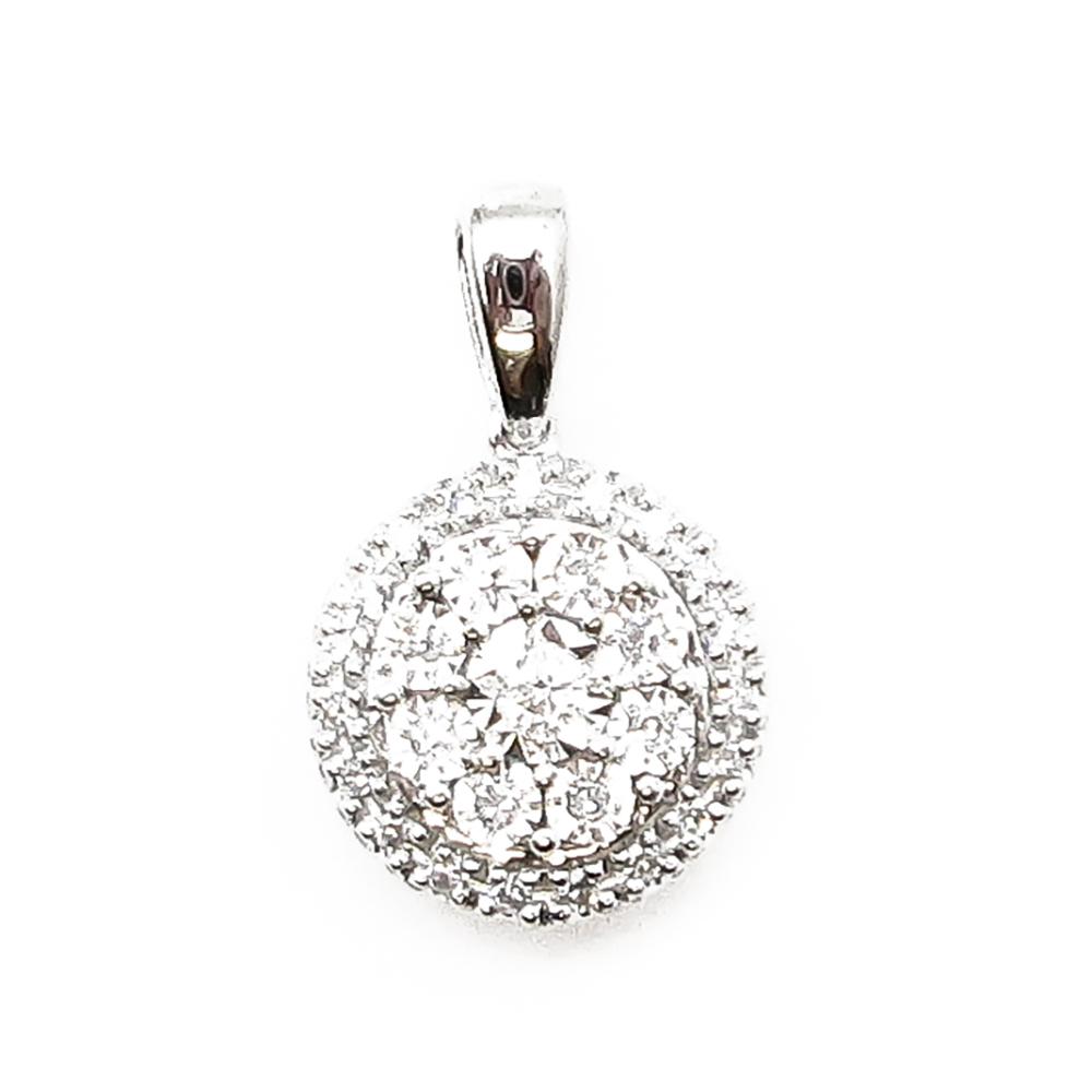 Valkokultainen pyöreä timanttiriipus yht. 0.10ct Cluster-istutus #1 Kultatukku.fi