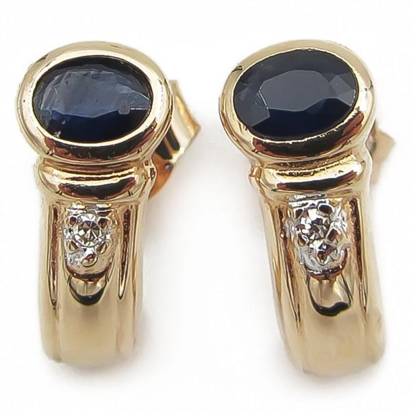 Kultaiset safiiri/timantti korvakorut 2x0.005ct #0 Kultatukku.fi