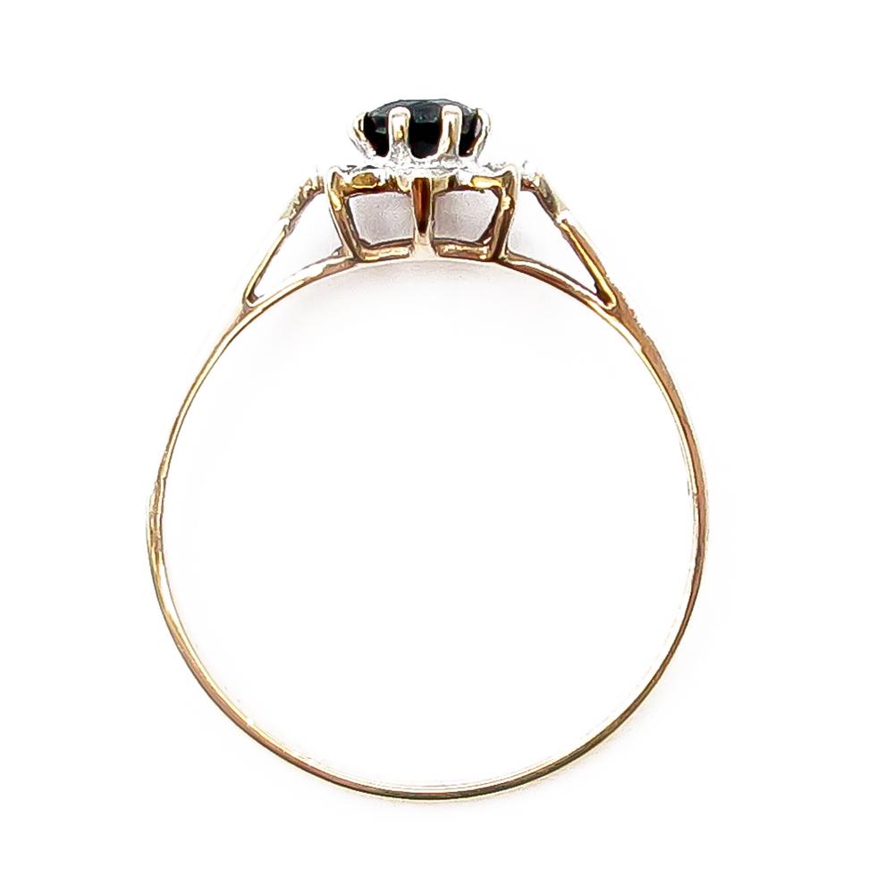 Kultainen Diana sormus safiiri+timantit 8 x 0.005ct koko 18.25 #2 Kultatukku.fi