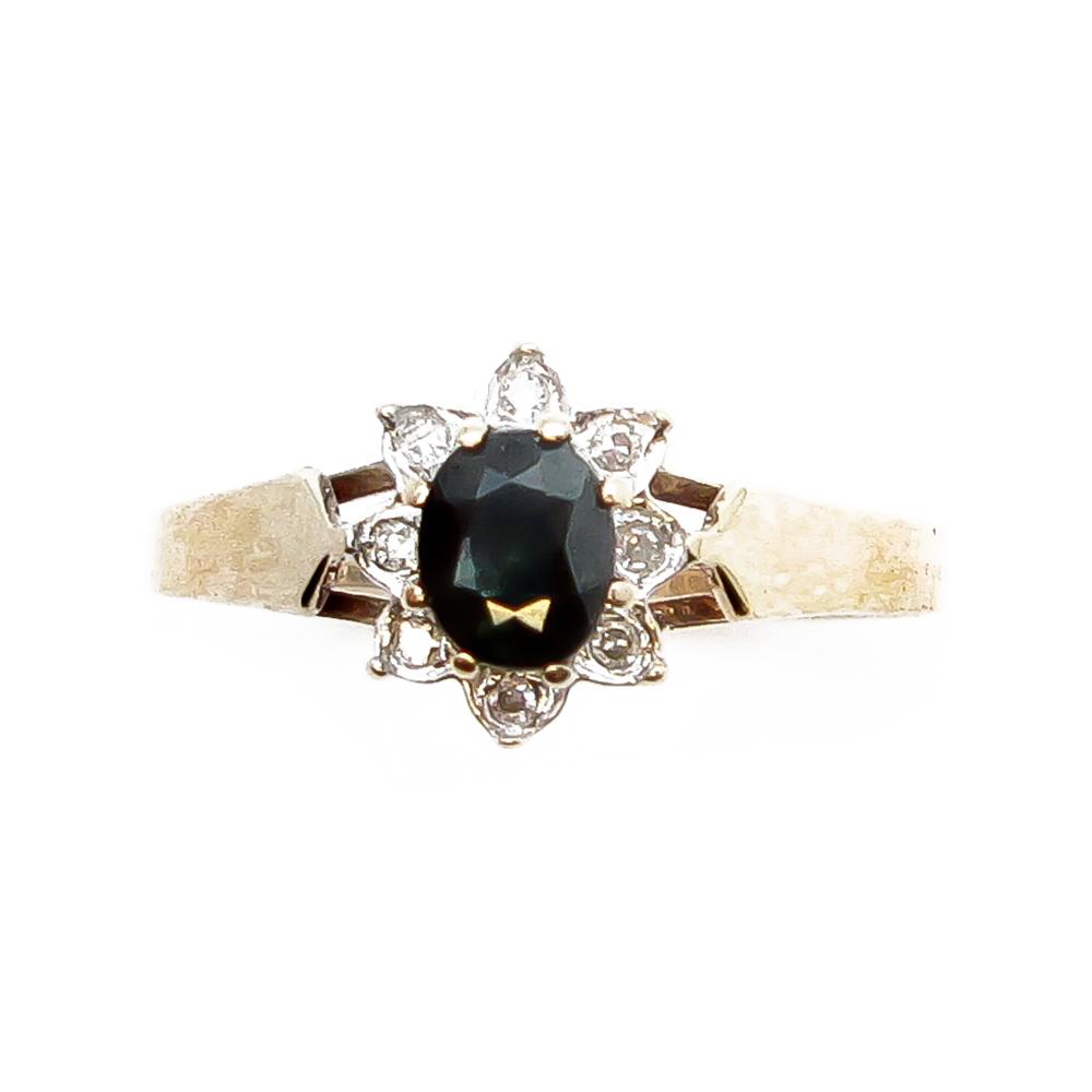 Kultainen Diana sormus safiiri+timantit 8 x 0.005ct koko 18.25 #1 Kultatukku.fi