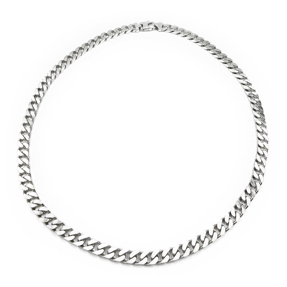 Hopeinen umpipanssarikaulaketju 7mm 50cm KJ #0 Kultatukku.fi