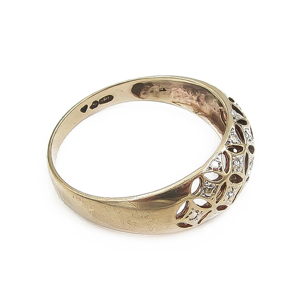 Läpikuvioitu 14K kultainen timanttisormus 0,035 ct, 18 mm #5 Kultatukku.fi