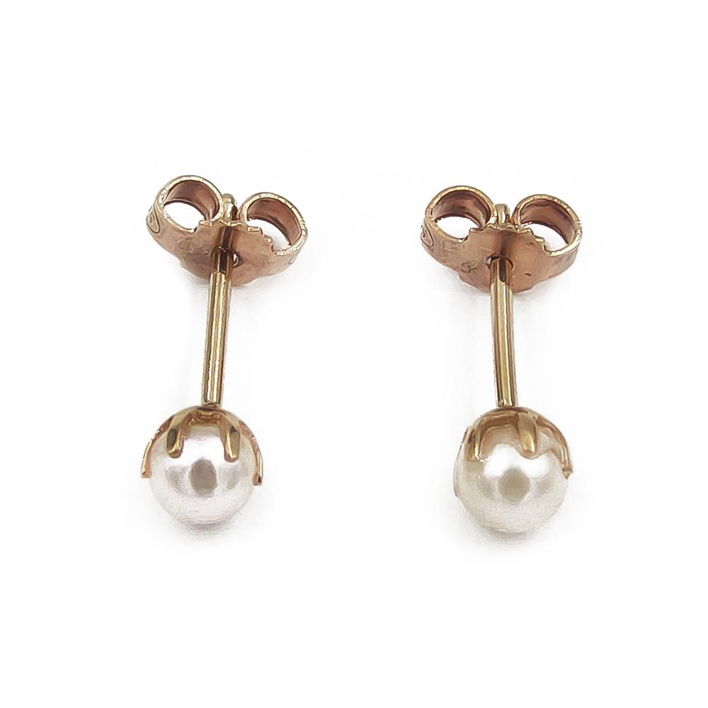 Kultaiset helmikorvakorut 3 mm 585 #0 Kultatukku.fi