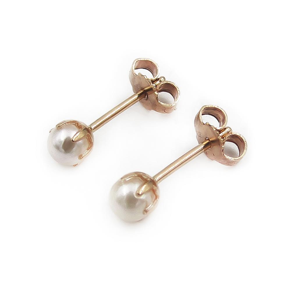 Kultaiset helmikorvakorut 3 mm 585 #1 Kultatukku.fi